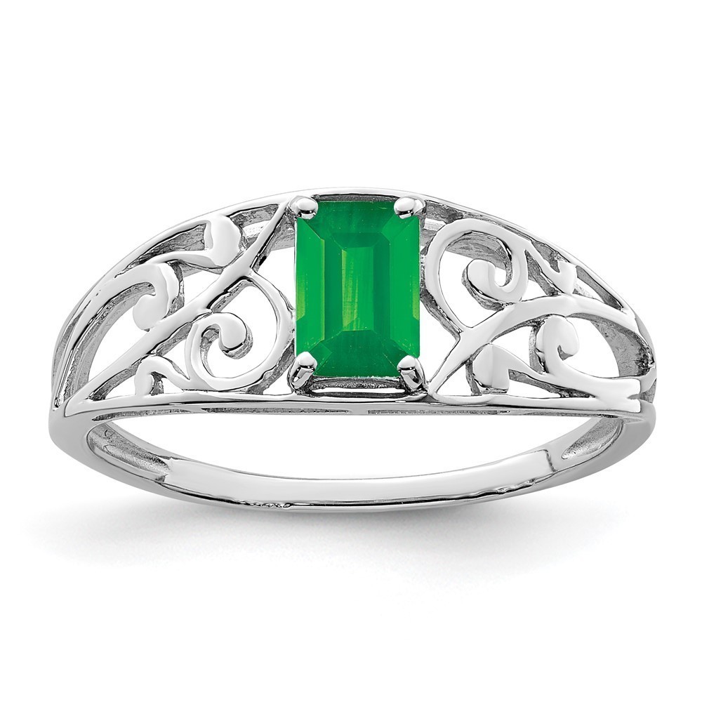 Million Charms 925 Sterling  Silver  Green Emerald Ring, Size 7